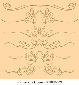 Ornate vector set of borders. Hand drawing