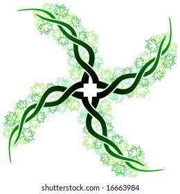Ornate vector symbol of celtic branches and summer leaves