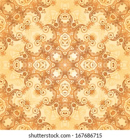 Ornate vector vintage seamless pattern tile in mehndi style