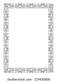 Ornate vertical black frame on a white background