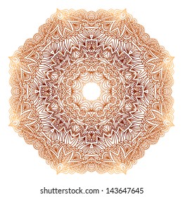Ornate vintage beige vector doodle circle pattern