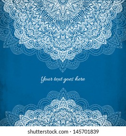 Ornate vintage blue vector background in mehndi style