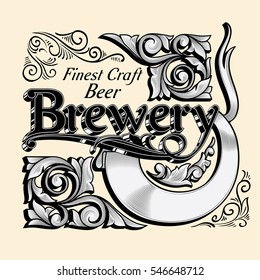 Ornate vintage brewery lettering design