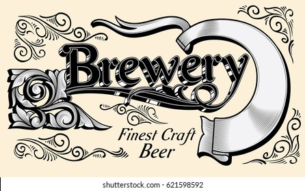 Ornate vintage brewery lettering design