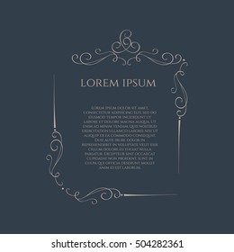 Ornate vintage card design with ornamental flourishes frame. Use for royal certificates, greeting cards