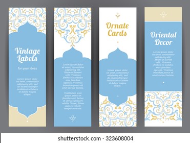 Vector Set Ornate Vertical Cards Oriental Stock Vector (Royalty Free ...