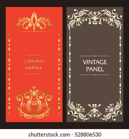 Ornate vintage cards. Set of vector labels,  label frame design. Vector border with place for text.