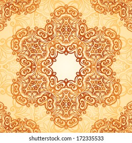 Ornate vintage circle seamless pattern in mehndi style