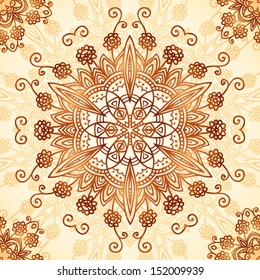 Ornate vintage circle vector background in mehndi style