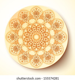 Ornate vintage colors vector plastic plate