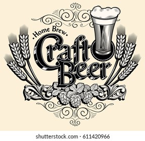 Ornate vintage craft beer embelm