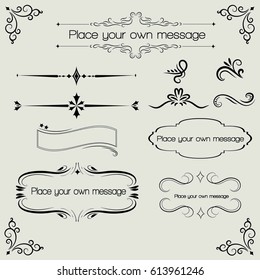 Ornate vintage design elements with calligraphy swirls