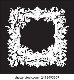 Ornate Vintage Floral Border on Dark Background