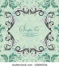 ornate vintage frame on damask background