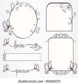 Ornate vintage frame set with doves