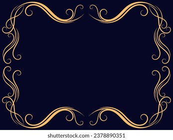 Ornate vintage frame. Swirl ornament. Ornamental curls. Vintage linear border with curlicues. Design a template for invitations, leaflets and greeting cards. Vector illustration