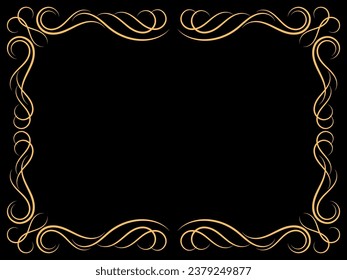Ornate vintage frame. Swirl ornament. Ornamental curls. Vintage linear border with curlicues. Design a template for invitations, leaflets and greeting cards. Vector illustration