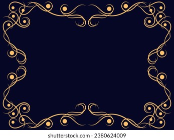 Ornate vintage frame. Swirl ornament. Ornamental curls. Vintage linear border with curlicues. Design a template for invitations, leaflets and greeting cards. Vector illustration