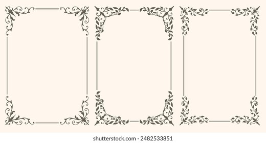 Ornate vintage frames. Floral border and frames. Vintage frames for certificate, wedding invitation, letterhead, menu.