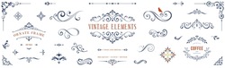 Ornate Vintage Frames And Scroll Elements. Classic Calligraphy Swirls, Swashes, Floral Motifs. Good For Greeting Cards, Wedding Invitations, Restaurant Menu, Royal Certificates And Graphic Design.