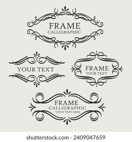 Ornate vintage frames and scroll elements. Classic calligraphy swirls, swashes, floral motifs