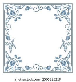 Ornate vintage frames and scroll elements. Floral motifs. Good for greeting cards, wedding invitations, restaurant menu, royal certificates and graphic design. Blue