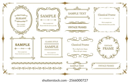 Ornate vintage frames and scroll elements. Classic calligraphy swirls. Vector design for greeting cards, wedding invitations, restaurant menu.