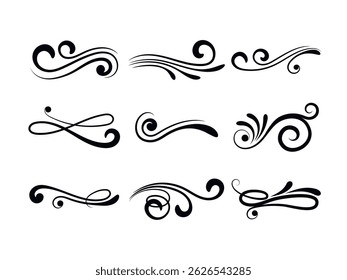 Ornate vintage frames and scroll elements. Set of text delimiters. Decorative vintage frames and borders set. Vector design. flower ornament.