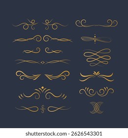 Ornate vintage frames and scroll elements. Set of text delimiters. Decorative vintage frames and borders set. Vector design. flower ornament.