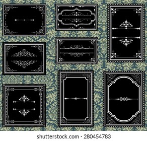 Ornate Vintage Frames - Set of Ornate vector frames.  Each frame is grouped individually for easy editing.  Colors are global.  Seamless pattern included in swatches window.