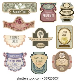 Ornate vintage labels in style Nouveau art. 