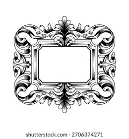 Ornate vintage quadro retangular com girando elementos decorativos