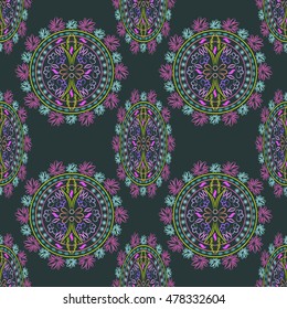 Ornate vintage seamless damask background. Floral baroque ornament in Victorian style. Pattern design, decorative retro decor, vector illustration