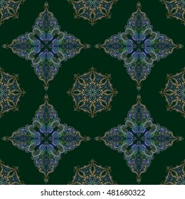Ornate vintage seamless damask background. Floral baroque ornament in Victorian style. Pattern design, decorative retro decor, vector illustration