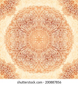 Ornate vintage seamless pattern tile in mehndi style