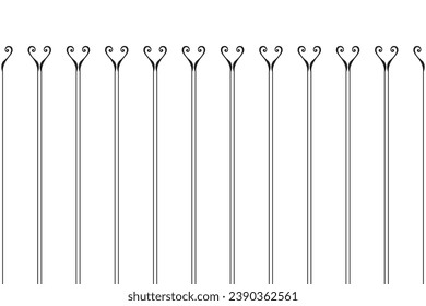 Ornate of vintage style pattern. Design classic of vertical stripes black on white backgground. Design print for textile, trellis, railling, architecture, interior, fence, textile, wallpaper. Set 108