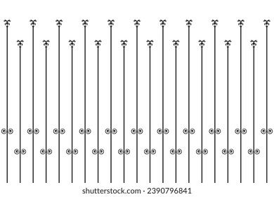 Ornate of vintage style pattern. Design classic of vertical stripes black on white backgground. Design print for textile, trellis, railling, architecture, interior, fence, textile, wallpaper. Set 118
