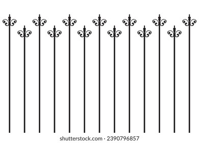 Ornate of vintage style pattern. Design classic of vertical stripes black on white backgground. Design print for textile, trellis, railling, architecture, interior, fence, textile, wallpaper. Set 122