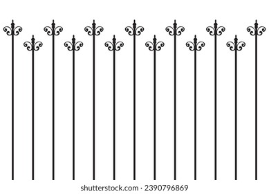 Ornate of vintage style pattern. Design classic of vertical stripes black on white backgground. Design print for textile, trellis, railling, architecture, interior, fence, textile, wallpaper. Set 121