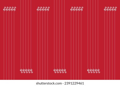 Ornate of vintage style pattern. Design classic of vertical stripes white on red background. Design print for textile, trellis, railling, architecture, interior, fashion, textile, wallpaper. Set 147