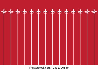 Ornate of vintage style pattern. Design classic of vertical stripes white on red background. Design print for textile, trellis, railling, wrapping, interior, fence, textile, wallpaper. Set 158