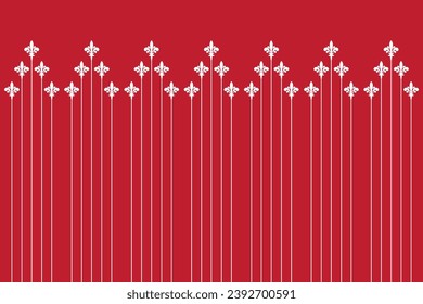 Ornato de patrón de estilo vintage. Diseño clásico de rayas verticales blancas sobre fondo rojo. Impresión de diseño para textiles, enrejado, revestimiento, interior, valla, textil, papel tapiz. Establecer 168