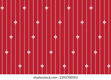 Ornate of vintage style pattern. Design classic of vertical stripes white on red background. Design print for textile, trellis, railling, wrapping, interior, fence, textile, wallpaper. Set 166