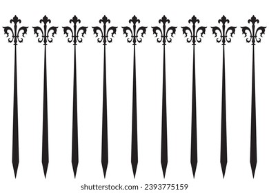 Ornate of vintage style pattern. Design royal of vertical stripes black on white background. Design print for textile, trellis, railling, architecture, interior, fence, textile, wallpaper. Set 204