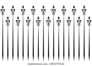 Ornate of vintage style pattern. Design royal of vertical stripes black on white background. Design print for textile, trellis, railling, architecture, interior, fence, textile, wallpaper. Set 205