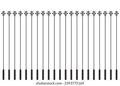 Ornate of vintage style pattern. Design royal of vertical stripes black on white background. Design print for textile, trellis, railling, architecture, interior, fence, textile, wallpaper. Set 200
