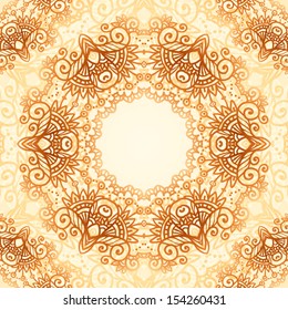 Ornate vintage vector circle seamless pattern in mehndi style
