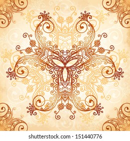 Ornate vintage vector seamless pattern in mehndi style