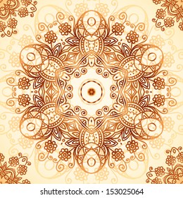 Ornate vintage vector seamless pattern in mehndi style