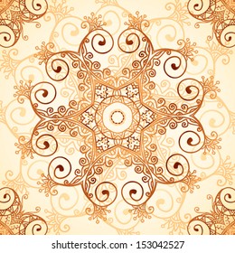 Ornate vintage vector seamless pattern in mehndi style